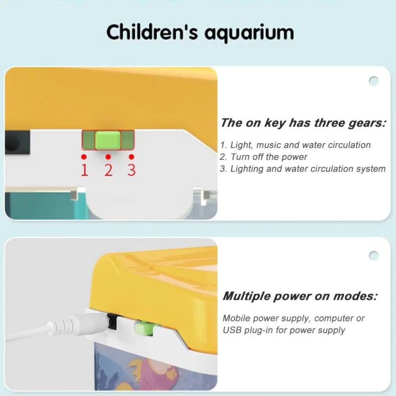 Elektrisch aquarium met magnetische stok Educatief speelgoed USB-simulatie Aquariumspeelgoed met licht en muziek Kinderspeelgoed