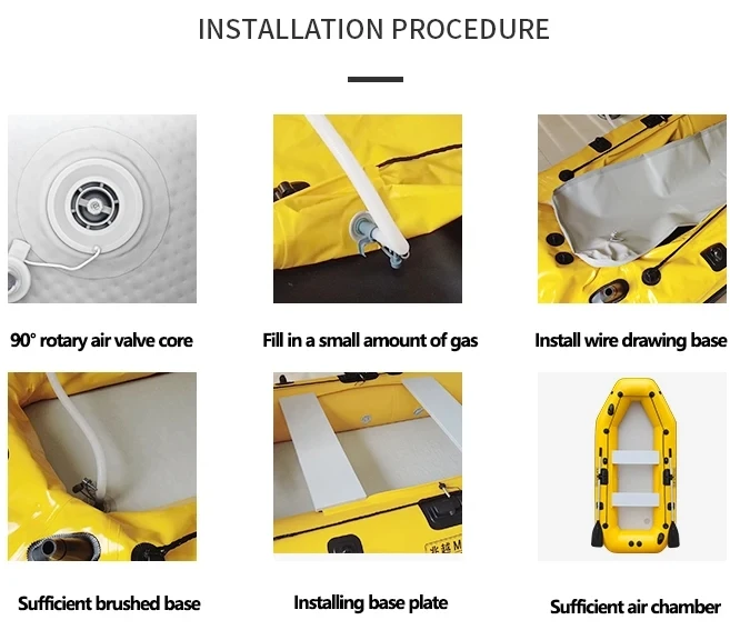 0.9mm Yellow PVC Inflatable Boat with Air Deck Bottoms Set for 1~5 Persons Water Sports Fishing River Lake Canoeing Accessory