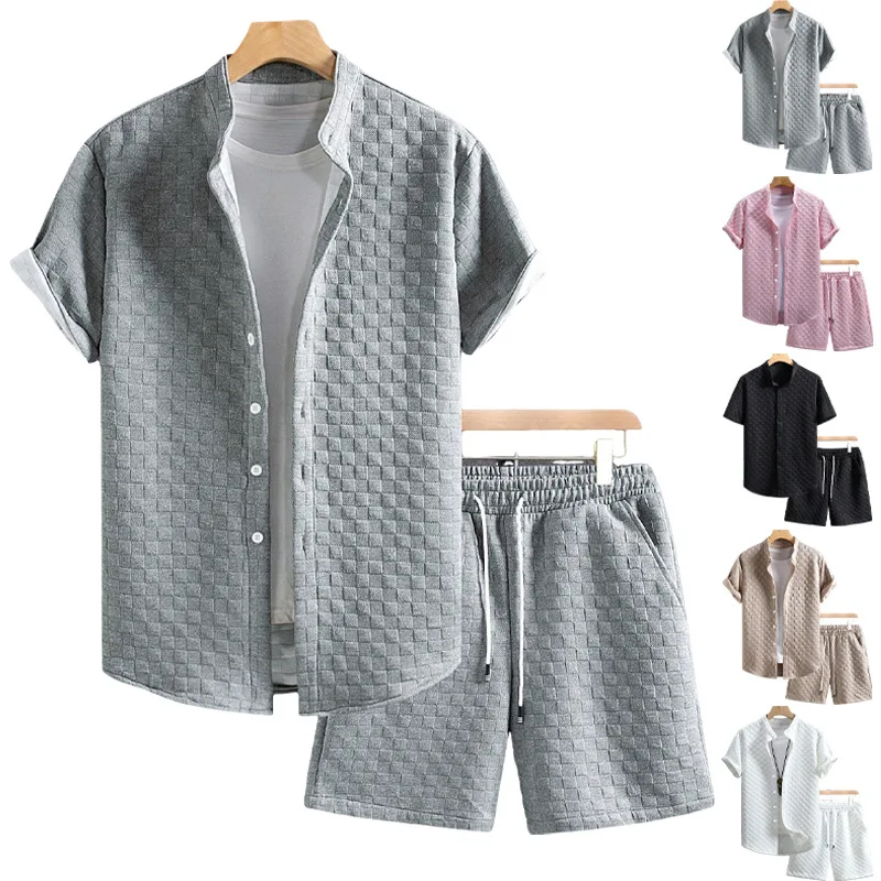 

Summer New Fashion Trendy Comfortable Men's Shirt Collar Loose Comfortable Short Sleeve Shorts Casual T-shirt Shorts Sweat Suit