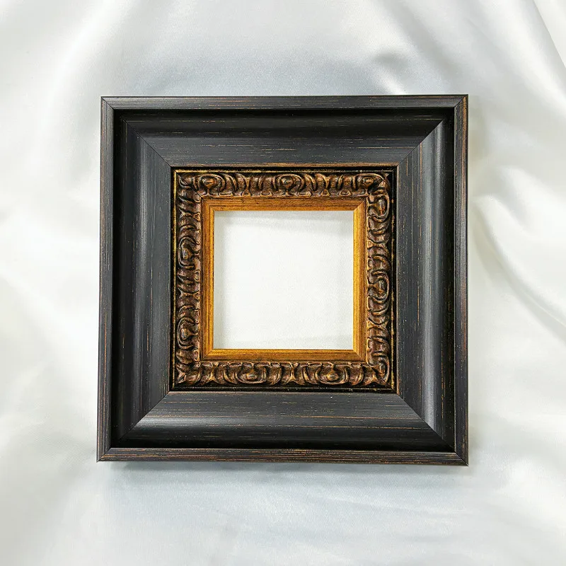 Ornate Gold Inset Dark Wood Picture Frame Deep Beveled Gallery Border Boutique Home Decor Antiqued Bronze Art Frame Custom Size