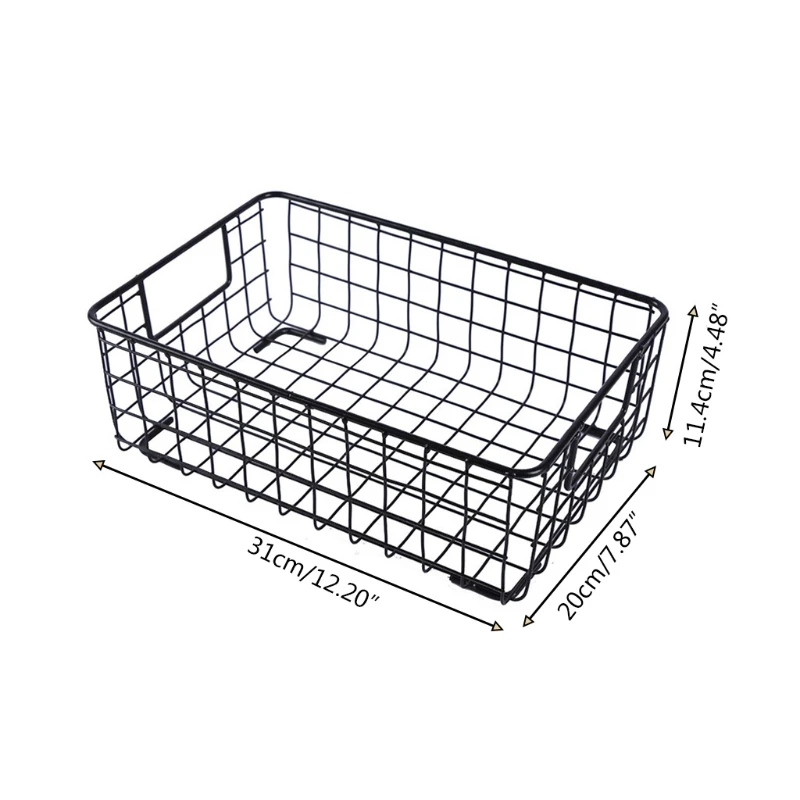 Metal Wire Storage Basket with Handle Wrought Iron Art Fruit Vegetable Snacks Holder Sundries Container NEW arrival
