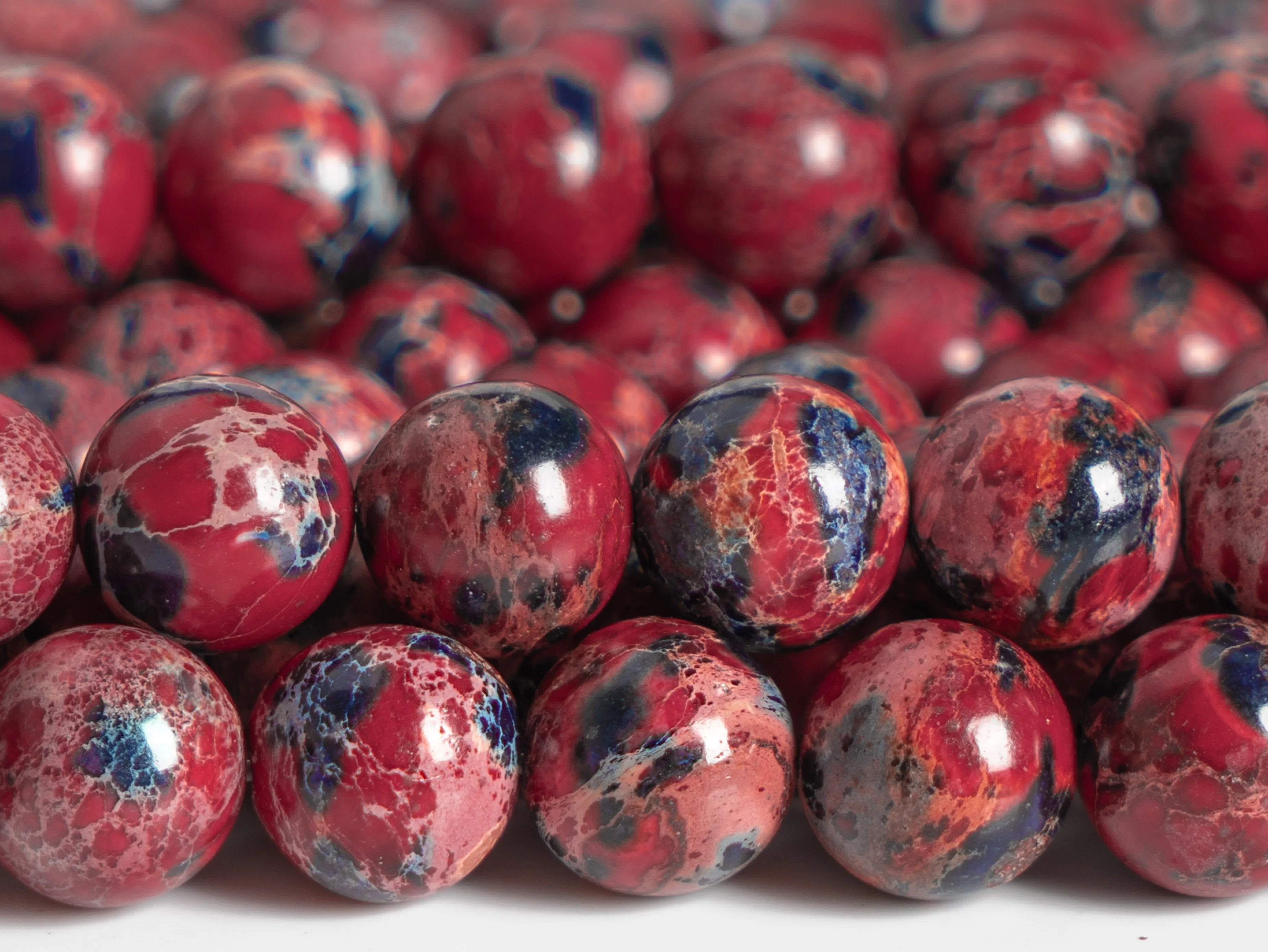 Kamień naturalny Czarny Niebieski Czerwony SeaSediment Imperial Jasper Klasa AAA Luźne koraliki Okrągły rozmiar Opcje 4/6/8/10mm do wyrobu biżuterii