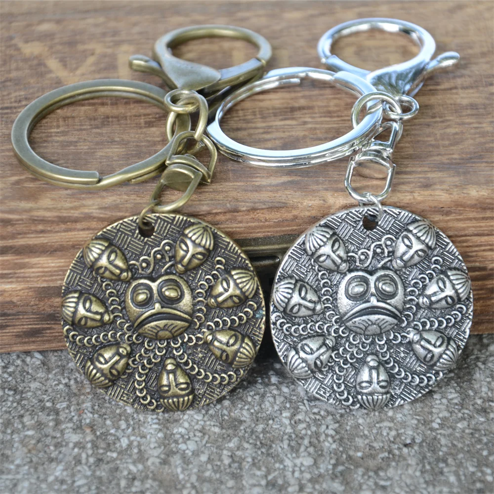 Nostalgia Ogma Medallion Om Yoga Buddhism Keychain Religious Buddha Amulet Vintage Metal Key Chain