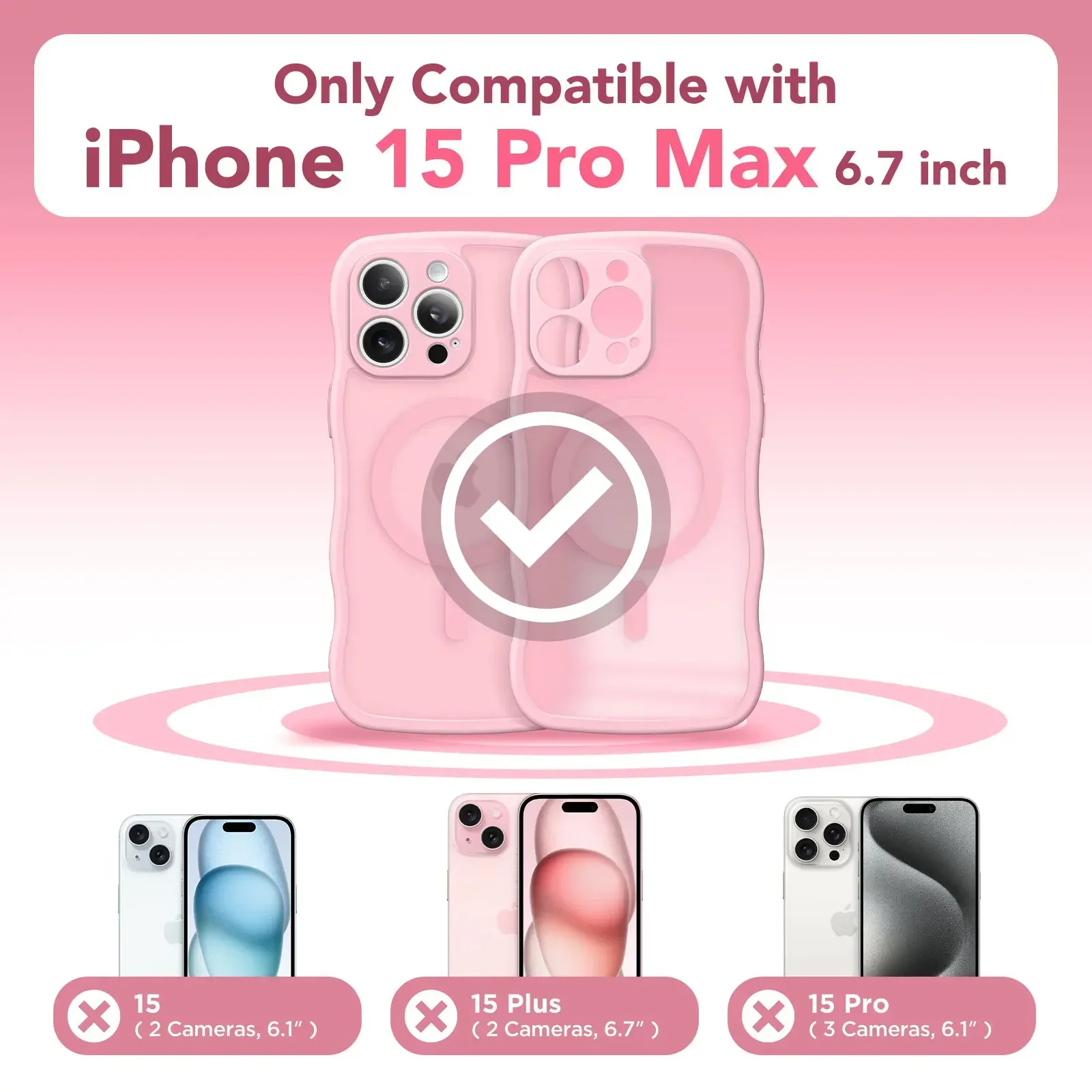 For iPhone 15 Pro Max Case Curly Wave Edge MagSafe Case Full Camera Protection TPU Military-Grade Drop Protection Phone Case