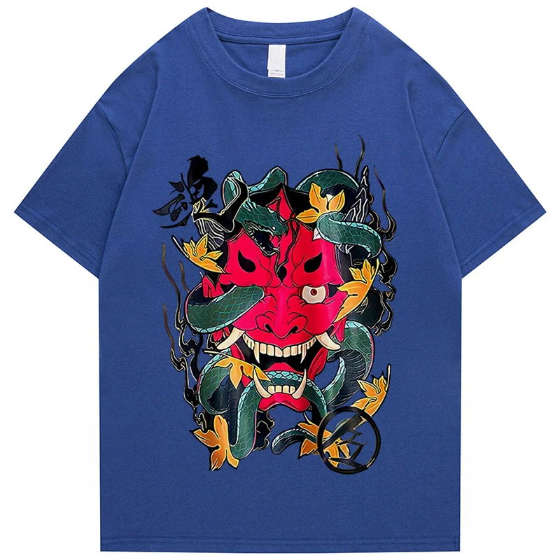 2023 Hip Hop T Shirt Men Snake Ghost T-shirt Harajuku Streetwear Tshirt Cotton Short Sleeve Summer Tops Tee HipHop Back Printed