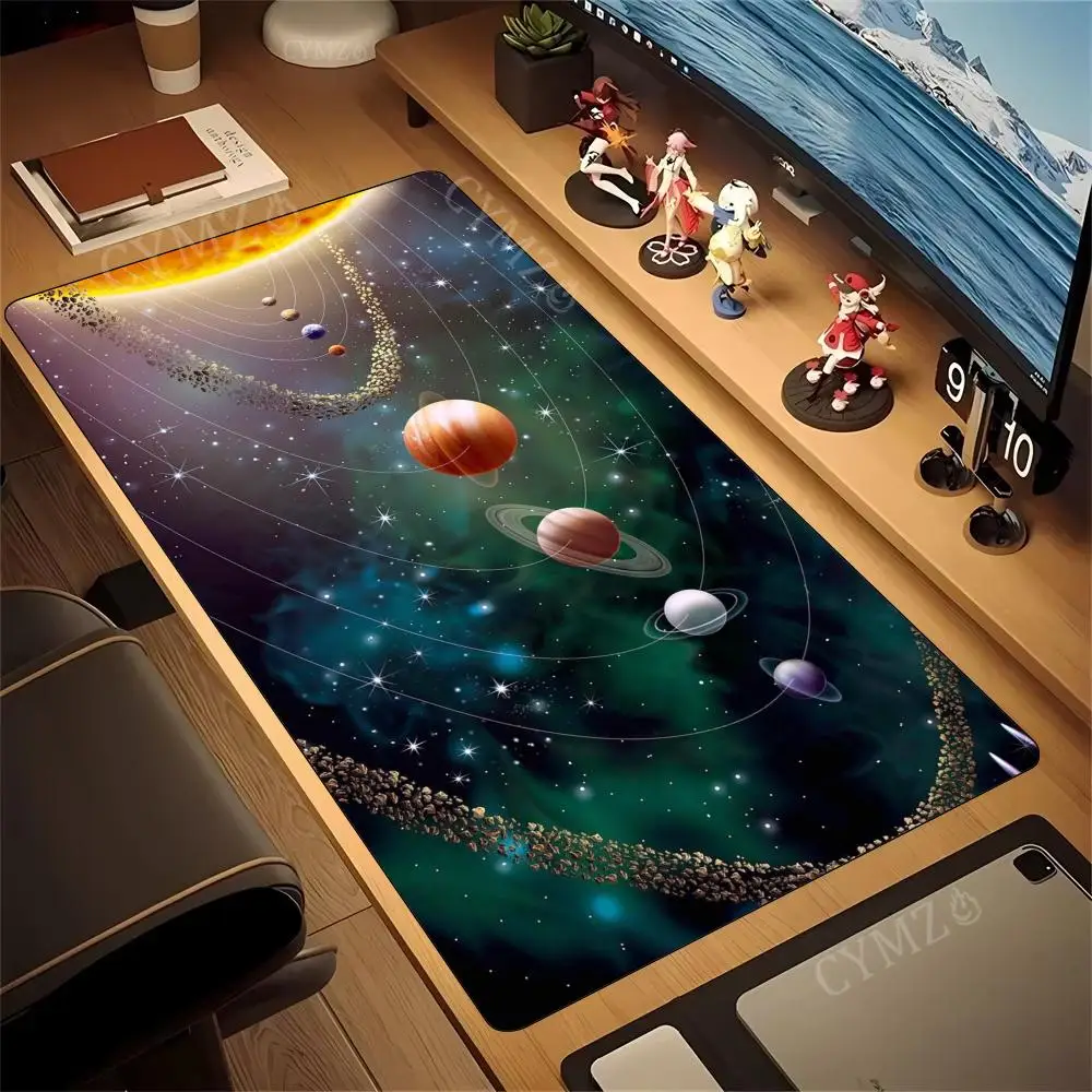 Hemelse planeten Muismat Bureaumat met gestikte rand Rubberen antislipbasis pc-accessoires Gamingmat toetsenbord muismatten tapijt