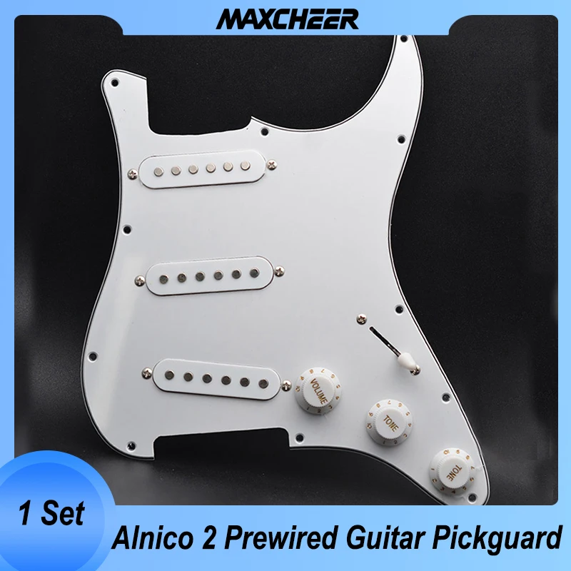 

Alnico 2 Prewired ST Pickguard 3 Single Coil Pickups Loaded Electric Guitar Pickguard Multi Colour