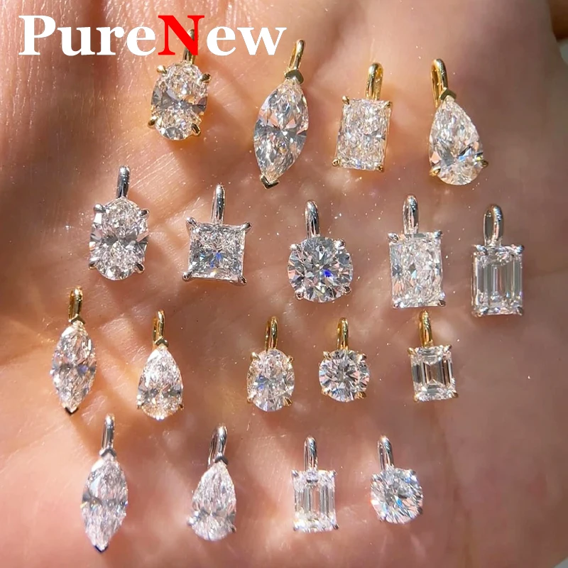 PureNew 1-3ct كلاسيكي كامل مويسانيتي قلادة للنساء S925 الفضة مطلي 18 كيلو الذهب D اللون VVS1 المرأة مويسانيتي سلسلة هدية