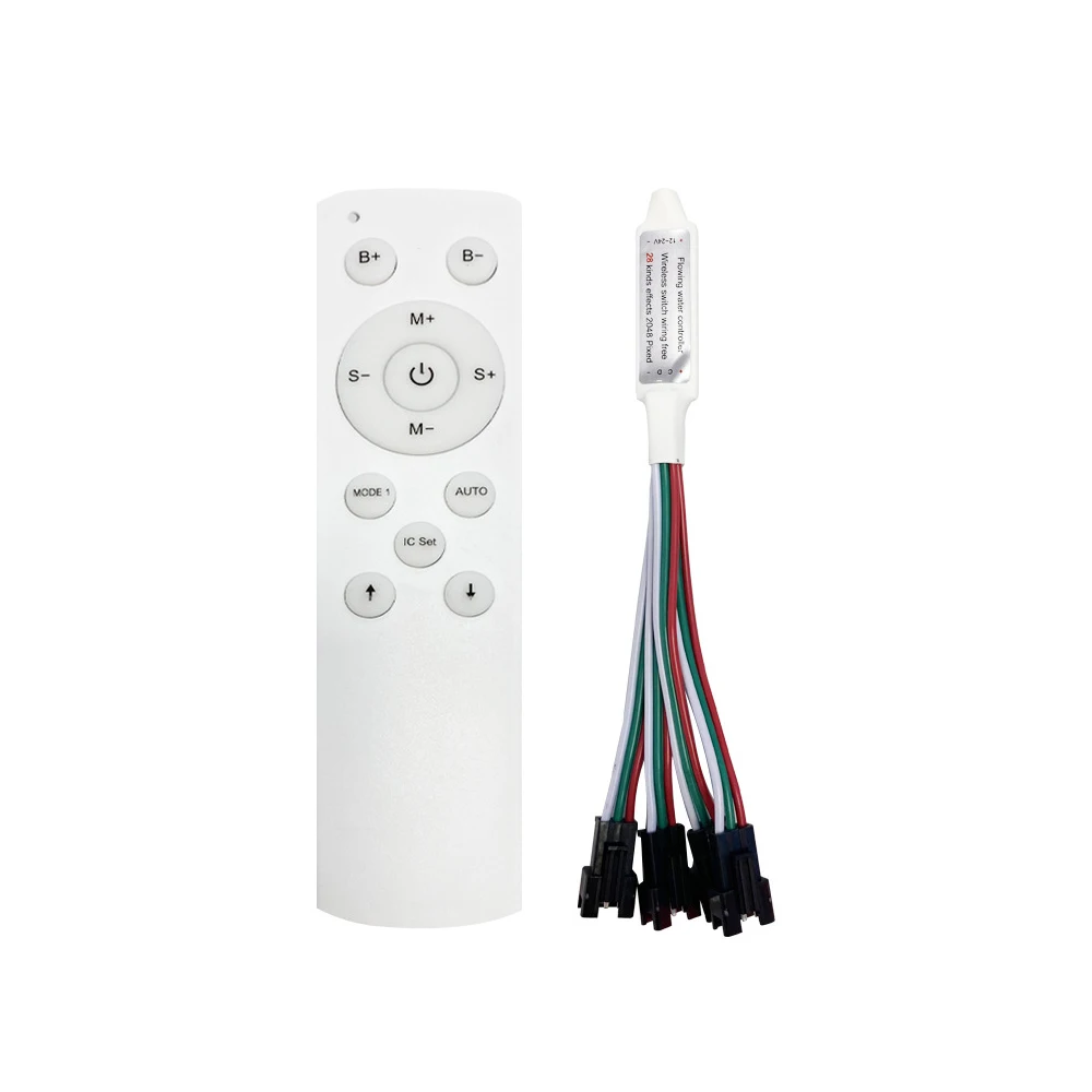 RF Wireless 12-Key Single-Color Waterflow Controller (Wireless, No Wiring: Waterflow/Gallop/Flow-Back Effects)