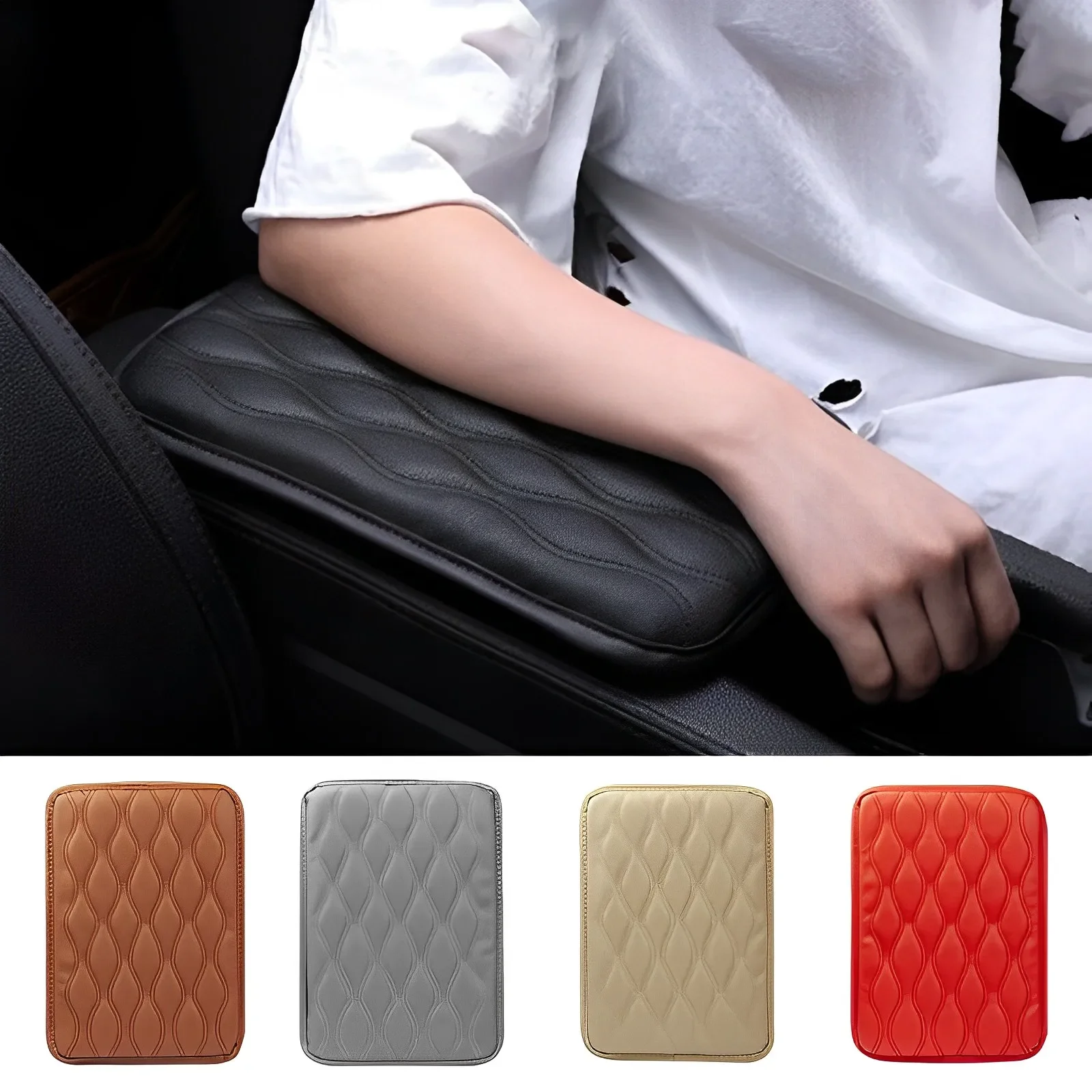 

Car Armrest Box Mats Memory Foam Car Arm Rest Box Pad Leather Central Console Covers Styling Car Decor Auto Interior Accessories