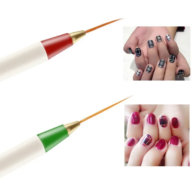 เล็บจิตรกรรมปากกา3Pcs เคล็ดลับเครื่องมือภาษาโปลิชคำแปรงวาดเส้น Liner Dotting