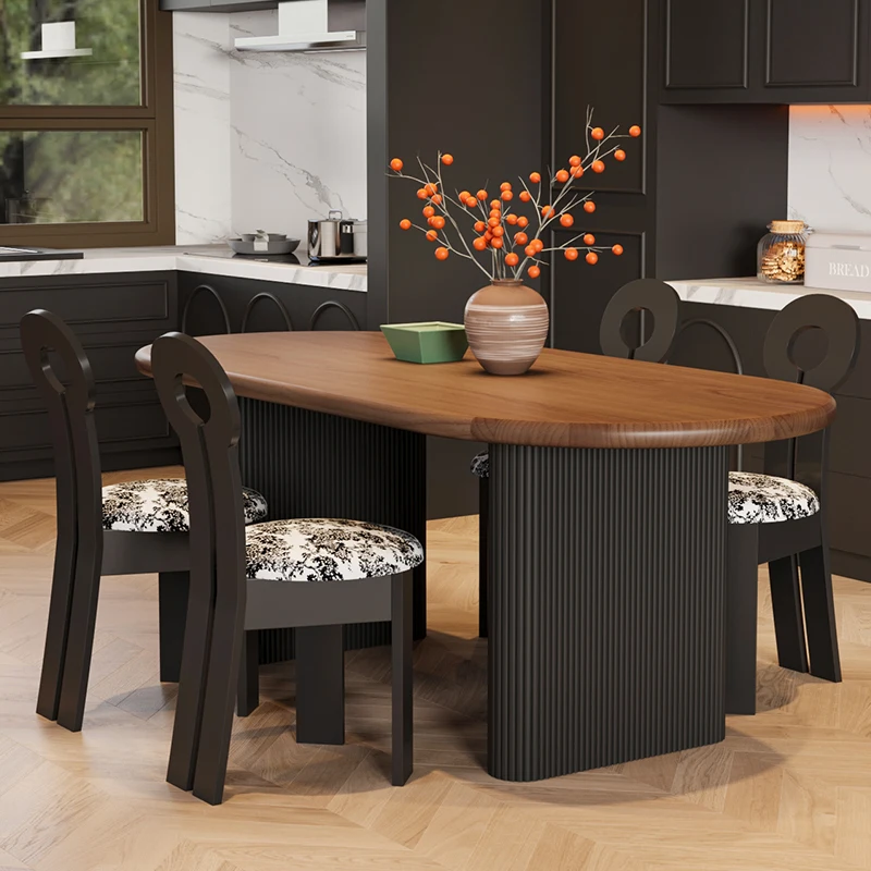 ديكورات بيضاوية طاولة طعام مساحة صغيرة حديقة الشمال الخشب مطعم طاولة طعام غرفة المعيشة أثاث تافولينو دا سالوتو #5