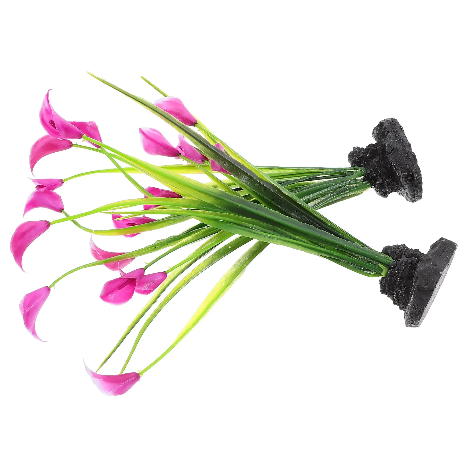 

2pcs Lifelike Aquarium Plants Black Bottom Lily Purple Fish Tank Decor Compact Desktop Pet Supplies Water Grass