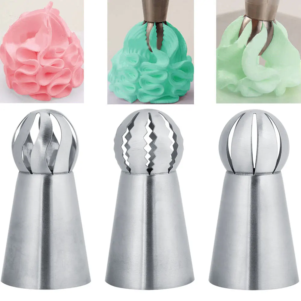 

ZK30 3Pcs/Set Russian Flower Icing Piping Nozzles Tips Cake Decoration Pastry Cupcake Baking Tools