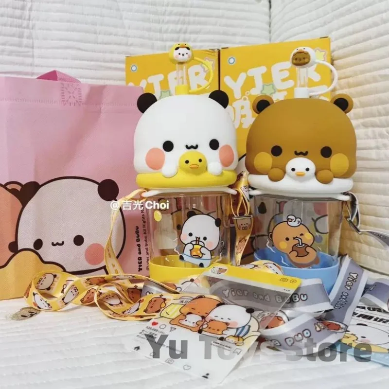 

2024 Yier Bubu мультяшная соломенная чашка Милая чашка для воды устойчивая к высоким температурам Tritan анти-капля летняя портативная чашка для кофе и напитков