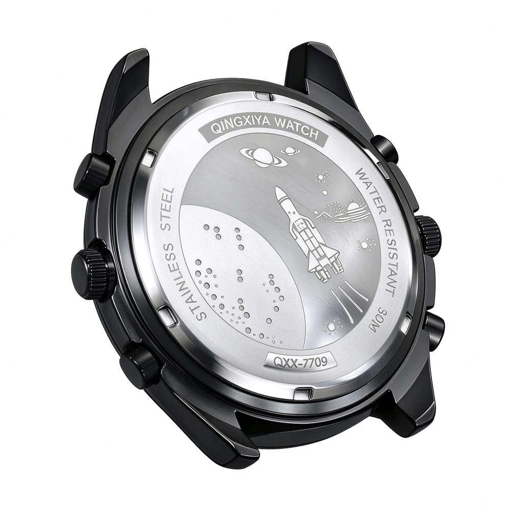 QINGXIYA Quartz Chronograph Watches Men Date 30M Waterproof Sport Wristwatch Fashion Leather Strap Watch Men Gifts Reloj Mujer