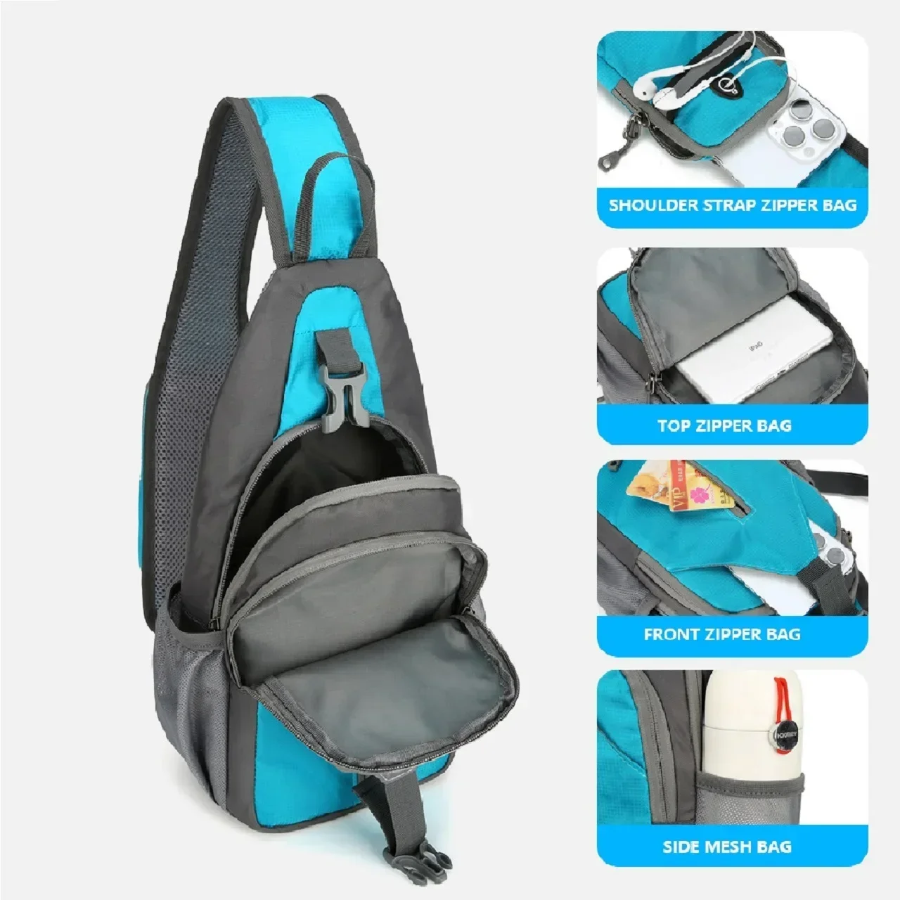 Outdoor leisure slanted shoulder bag, sports waterproof backpack, suitable for both men and women, mobile phone storage bag