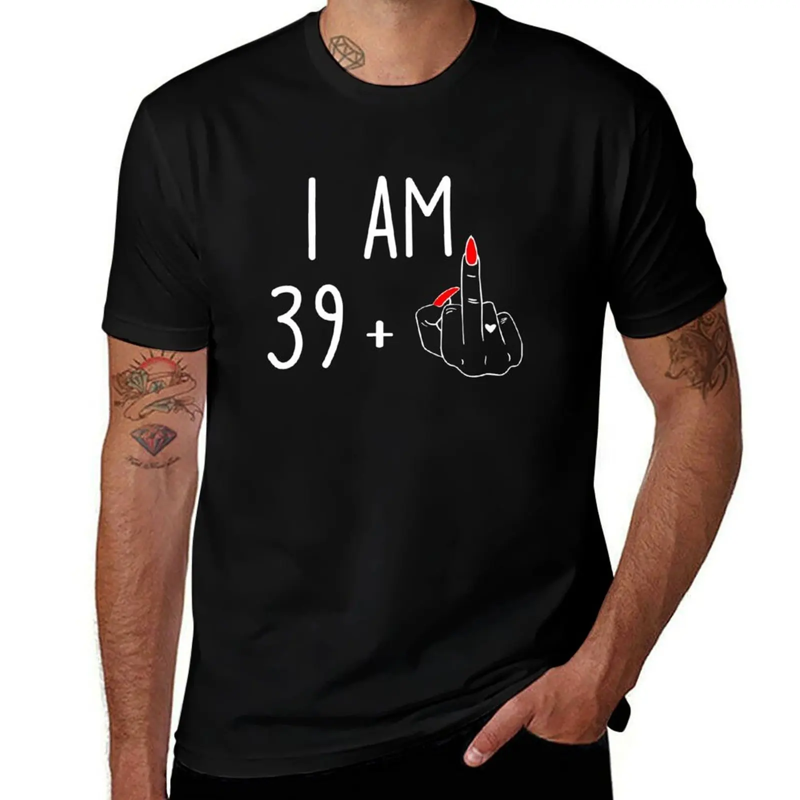 Women I Am 39 Plus 1 Middle Finger For A 40 Th Birthday T-Shirt Plus Size Basic Short Sleeve Top T-Shirt