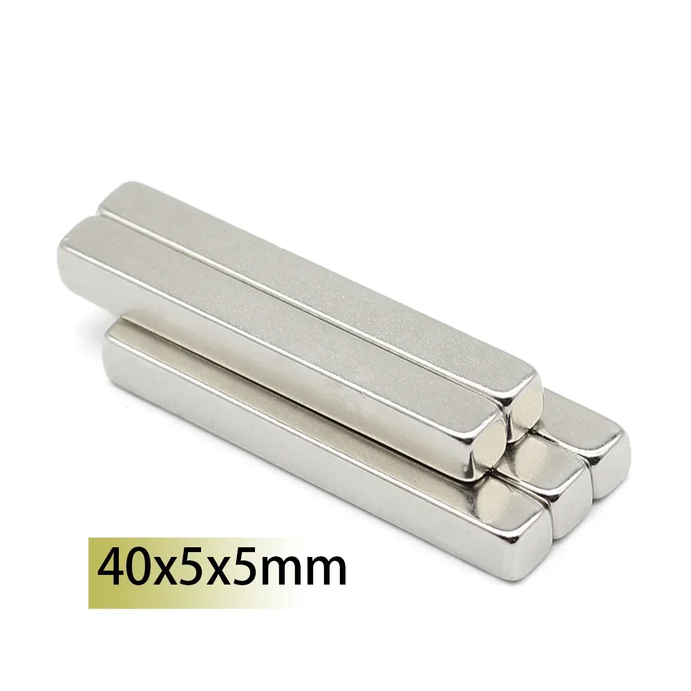 N35 40x5x5 Rectangle Square Neodymium Bar Block Strong Magnets Rare Earth Customisedf Magnet Search Magnetic Bar For Toy Glass