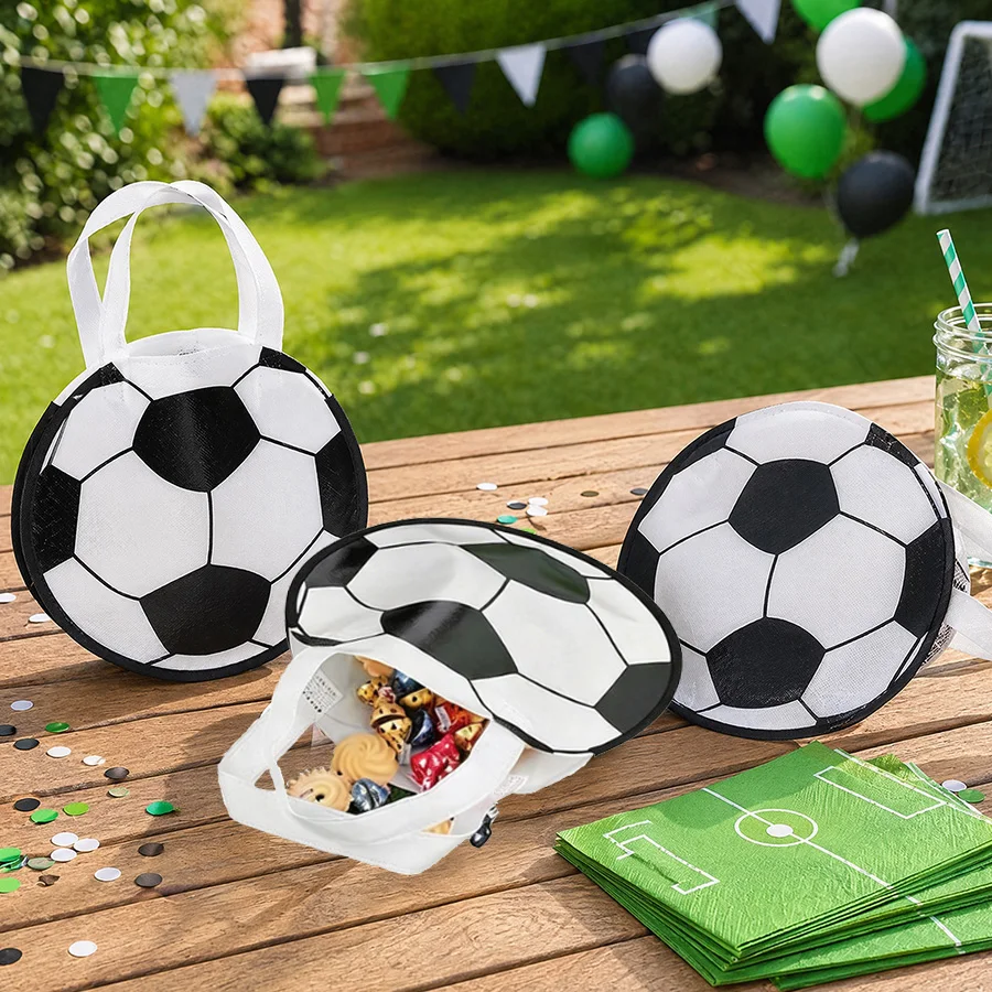 6/12Pcs Football-Themed Party Favor Bags Non-Woven Candy Gift Bag for Sports Soccer Birthday Party Decoration Supplies Christmas - view 4