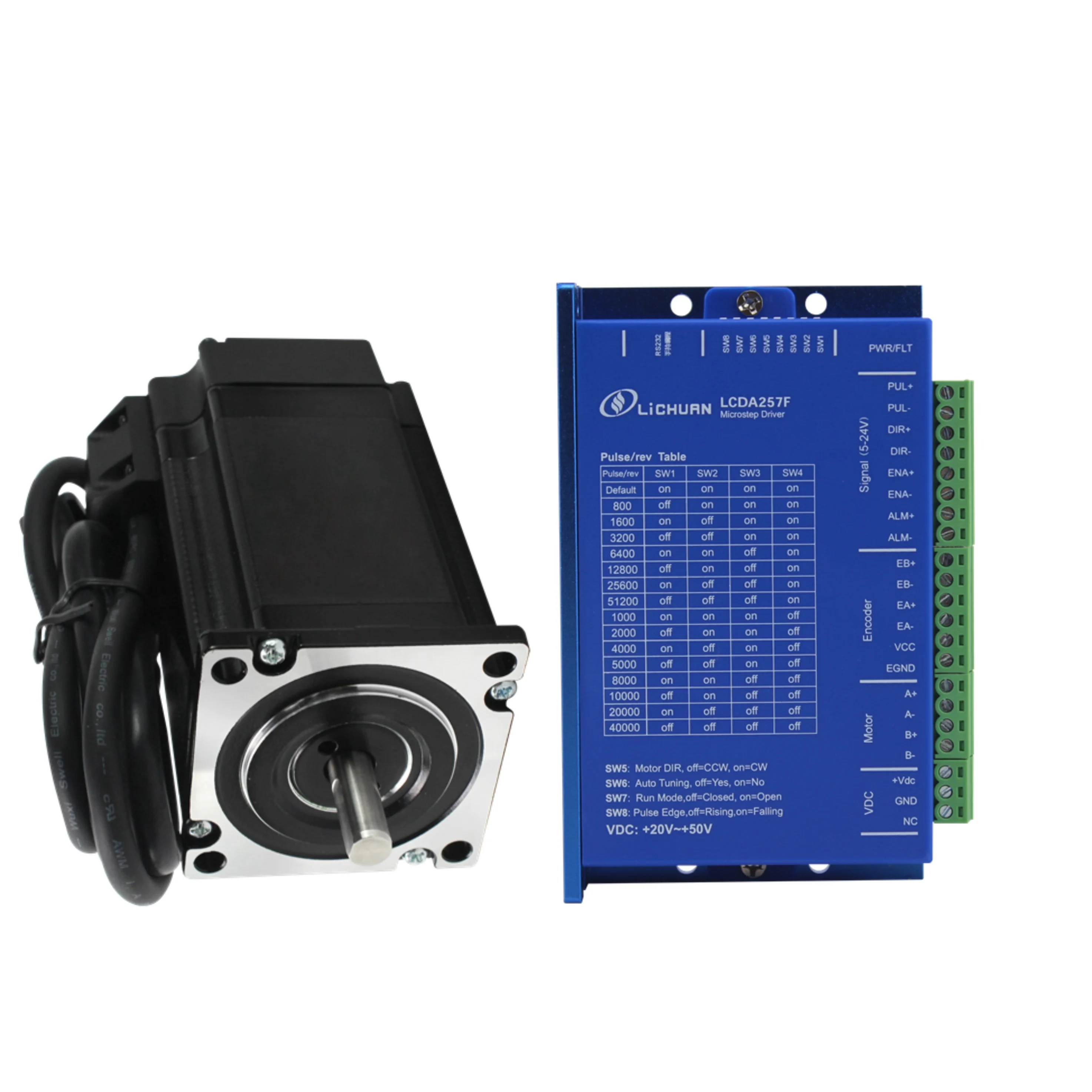 2 phase 1N.m ~3.5N.m Nema 23 kit Closed Loop Stepper servo motor and LCDA257F  Servo Driver
