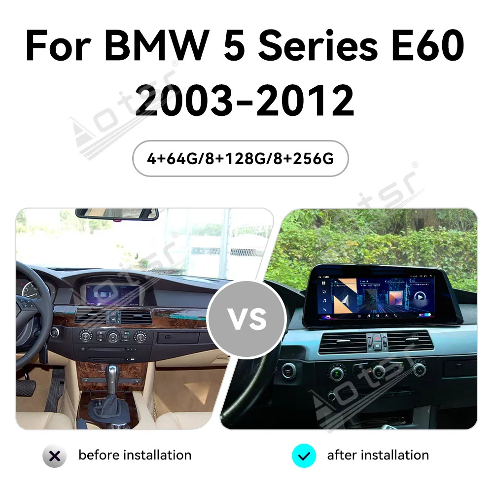 

12.3 Inch Android 13 CarPlay Car Radio For BMW 5 Series E60 2003-2012 AI Touch Screen Multimedia Player GPS Navigation 4G WIFI