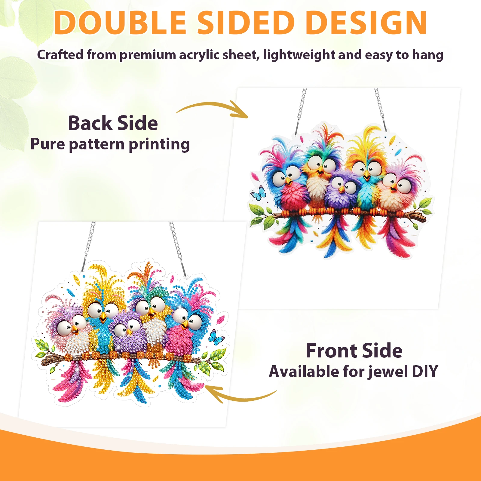 Bird Shaped Acrylic Diamond Arts Hanging Kit Double-sided DIY Special Rhinestone Arts Pendants Balcony Window Hanger Board Decor - view 4