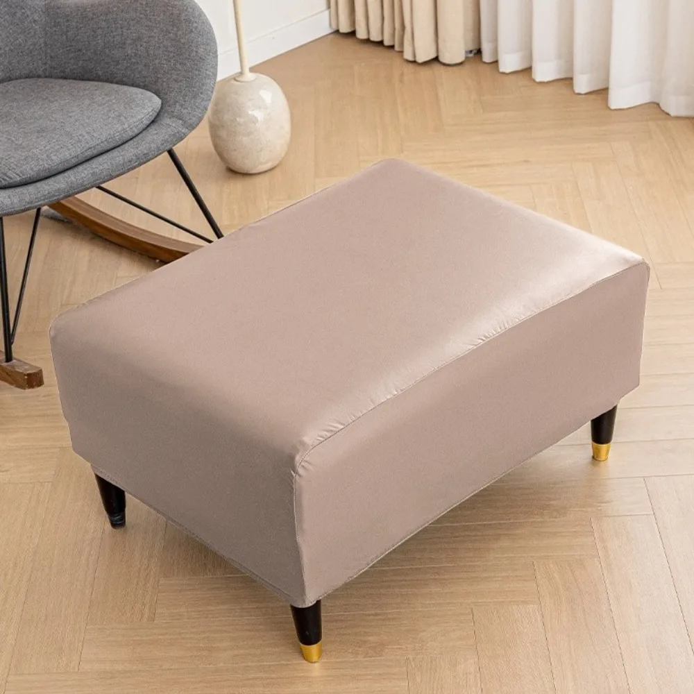 PU Leather Stool Cover Waterproof Full Coverage Ottoman Cover Oil-proof Wear-resistant Sofa Footrest Cover Bedroom