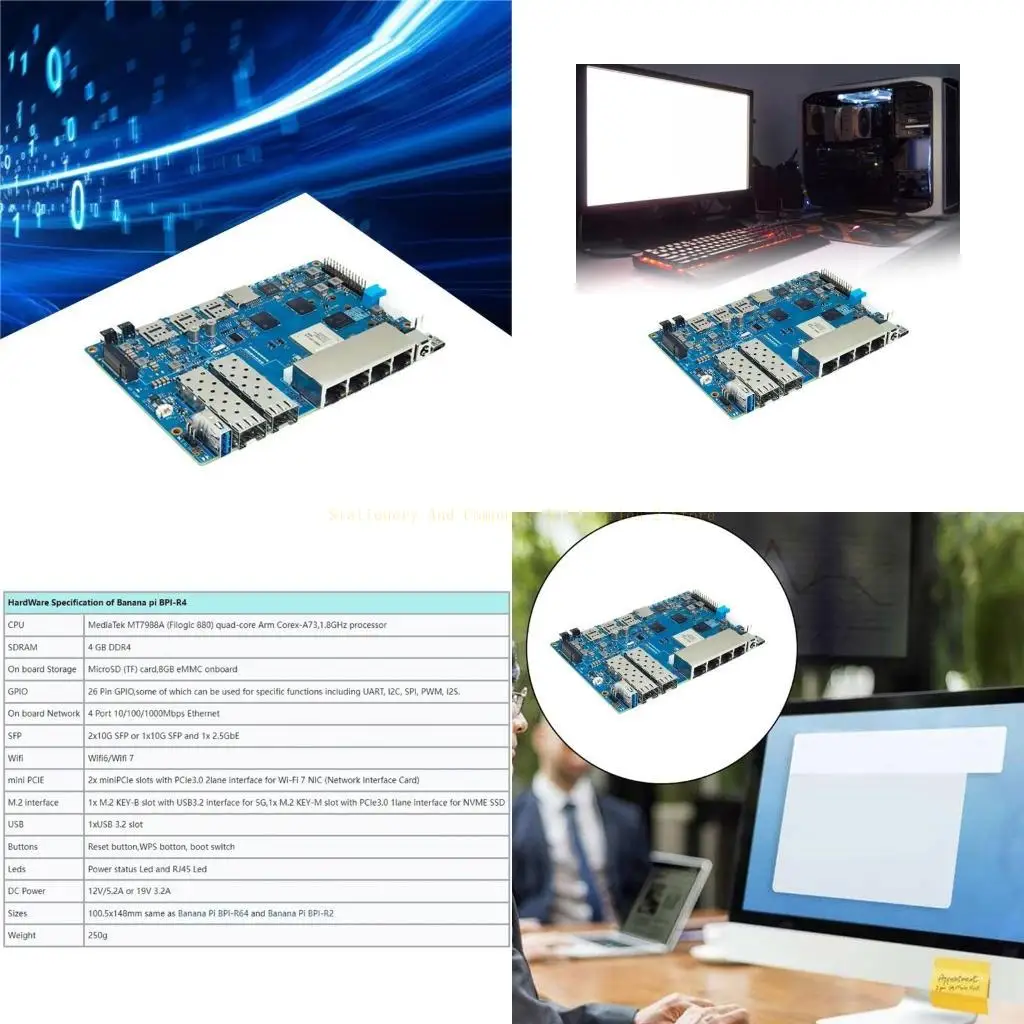 

For Banana BPI-R4 Wifi7 Router Board with MT7988A Control 4G + 8G eMMC