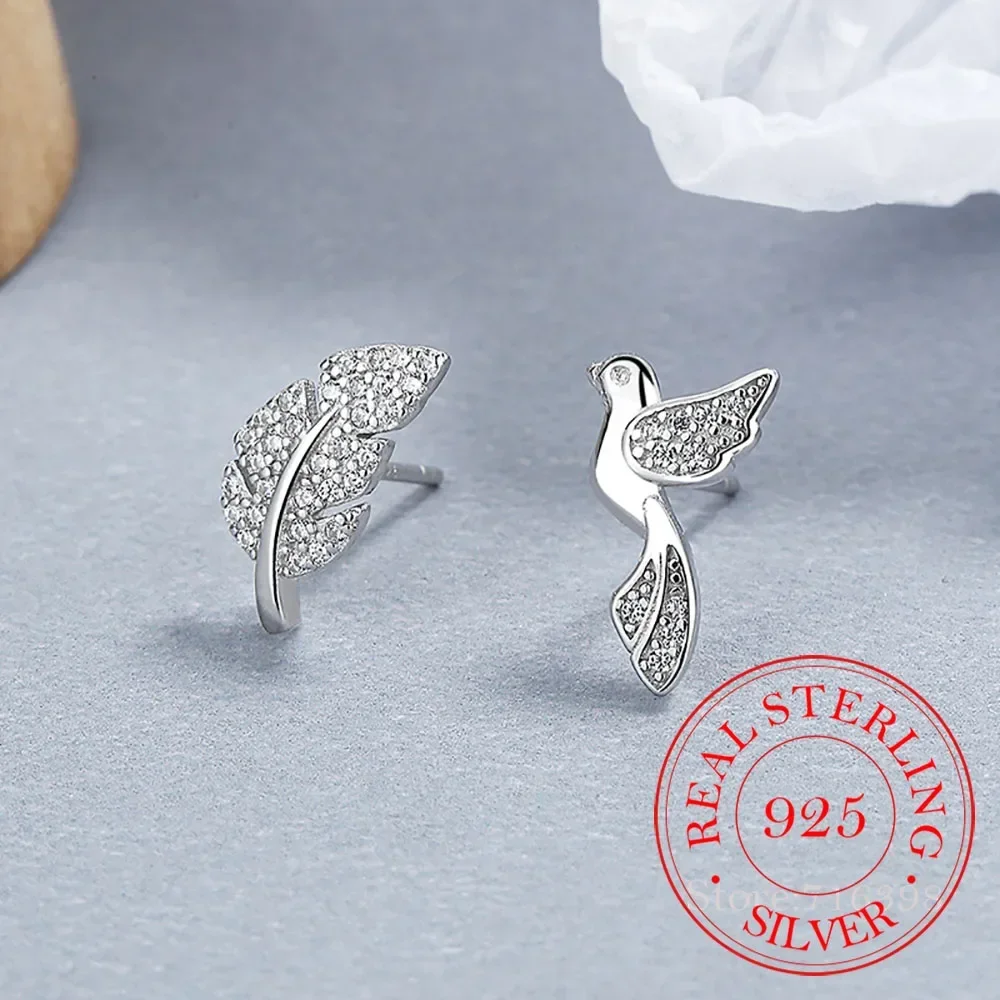 

Корейские серьги-гвоздики из стерлингового серебра 925 пробы с милыми кристаллами и птицами для женщин и детей, 2024, ювелирные изделия для свадебной вечеринки, подарок, женские подвески