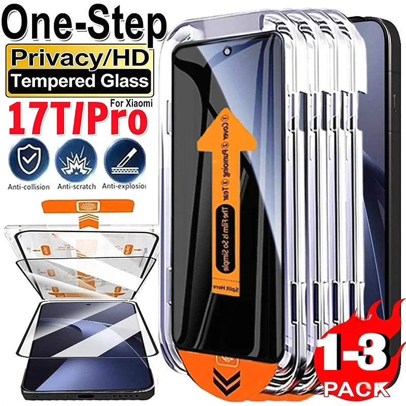 

1~3Pcs 9H Easy Install Tempered Glass Protector for Xiaomi 17T Pro 15 14 T Pro 5G Screen Privacy HD Anti-scratch Film Full Cover