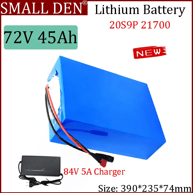 21700 72V 45Ah Lithium Battery Pack Rechargeable 20S9P 0-3500W Motor High Power For 84V E-bicycle Scooter Tricycle +5A Charger