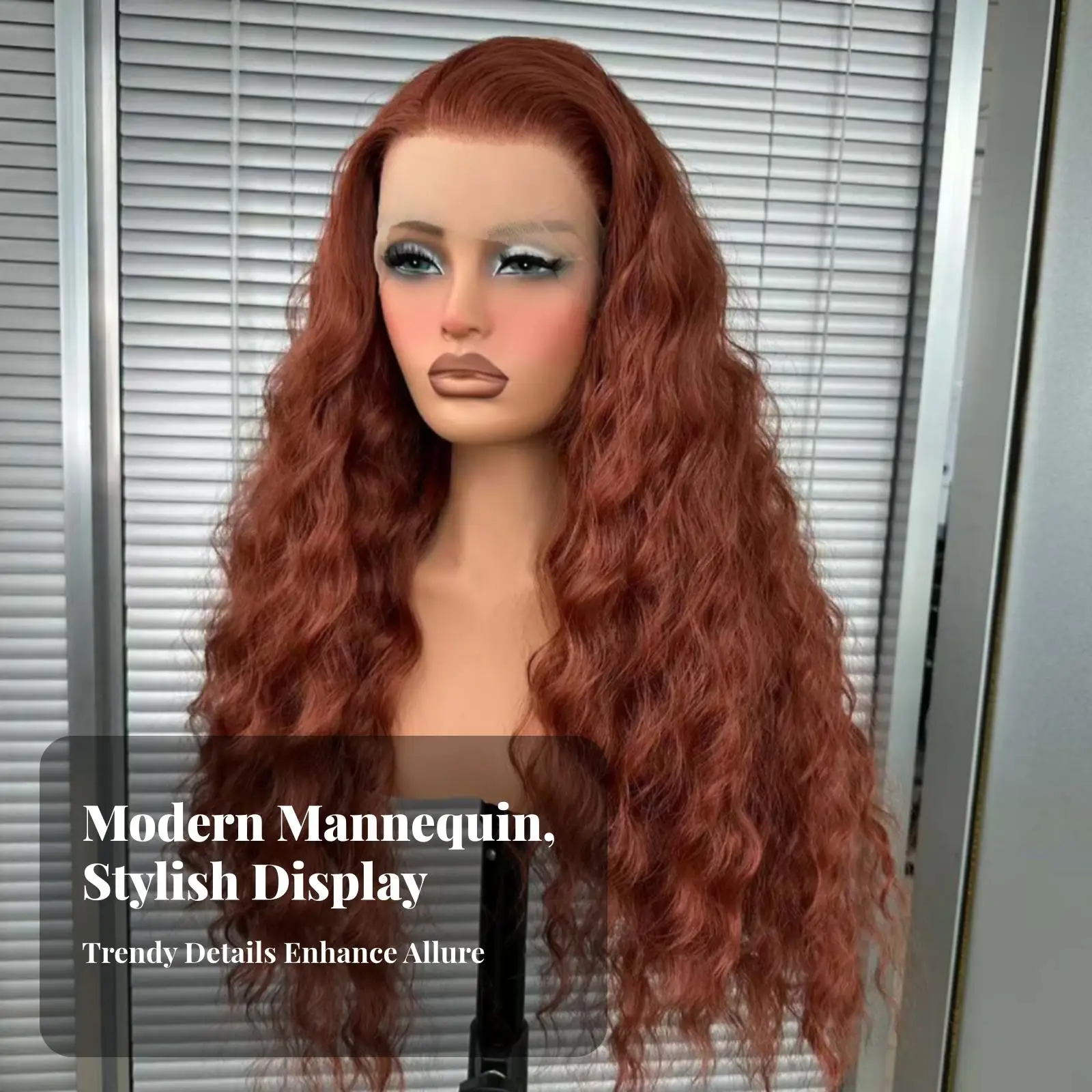 Realistic Synthetic Hair Mannequin Head Bust for Wig Styling Practice PVC Doll Head with Neck for Retail Display