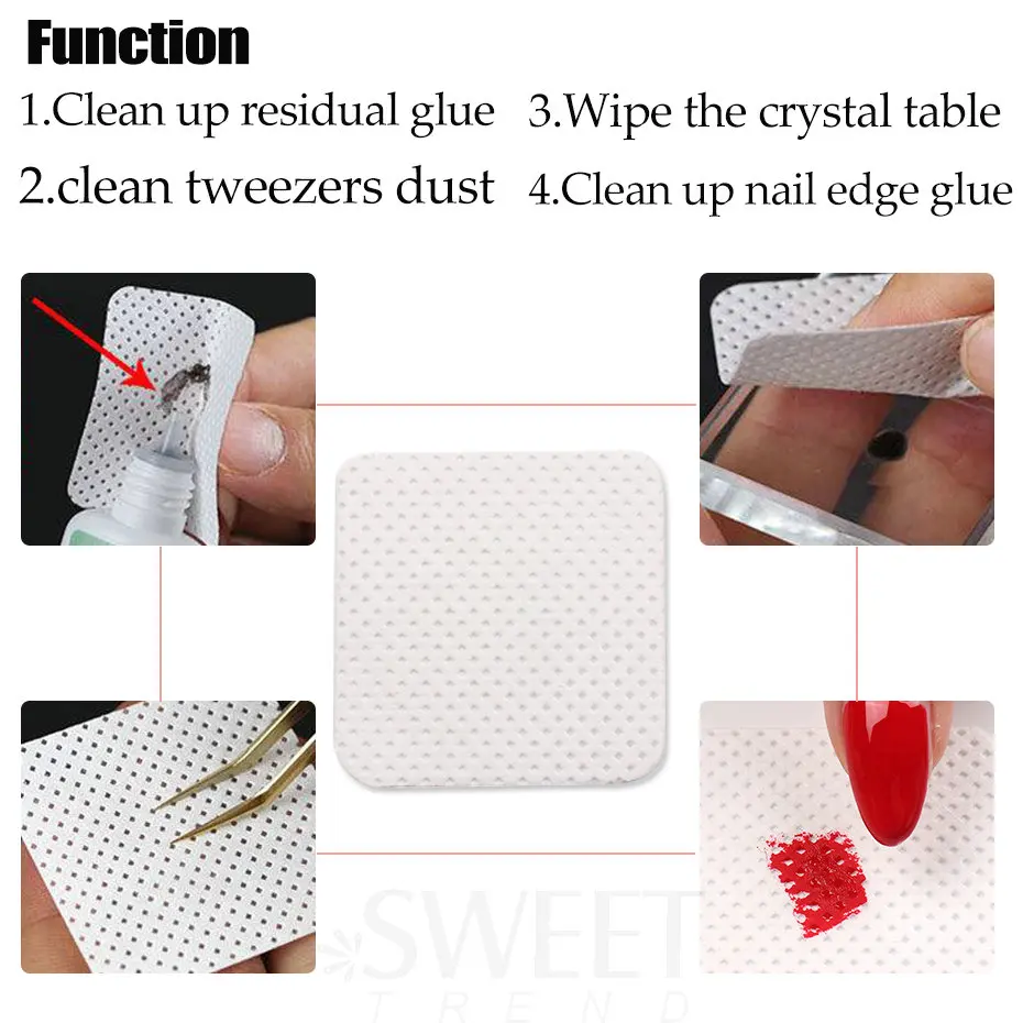 Eyelash Glue Nail Polish Remove Cotton Wipes UV Gel Nail Tips Polish Remover Cleaner Lint-Free Paper Pad Lash Makeup Tools BES96