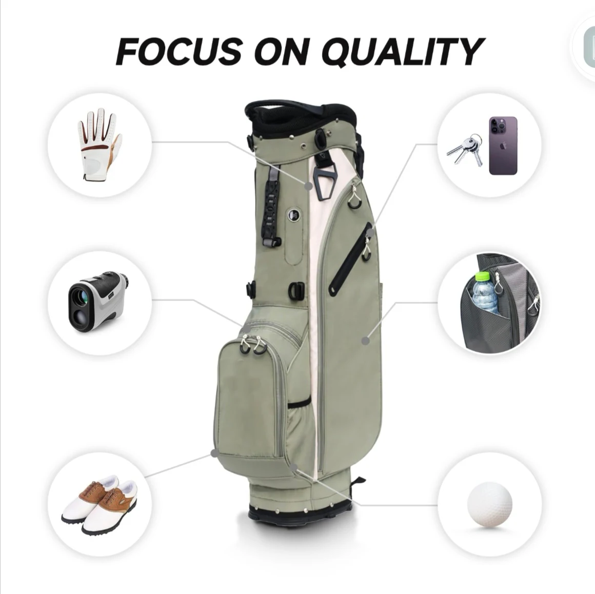 Golf Bag Men's Vertical Support Rod Camouflage Bracket Women's Small Lightweight Golf Bag Storage Bag Storage 7 Way Dividers