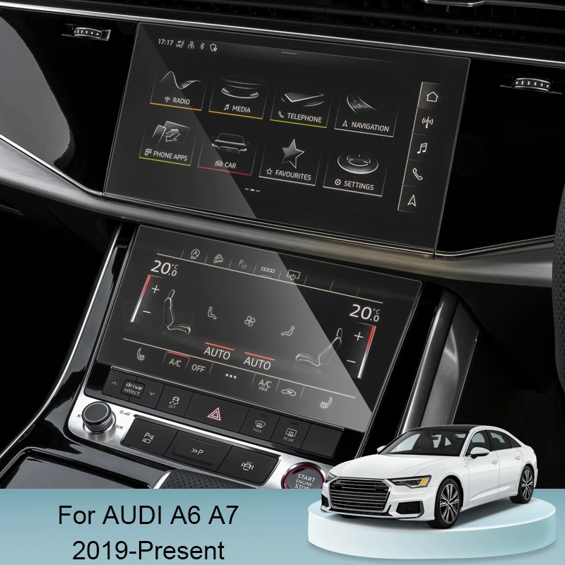 Car GPS Navigation Screen Film Dashboard Display Film Glass Climate Control Screen Sticker For AUDI A6 A7 2019-Present Accessory