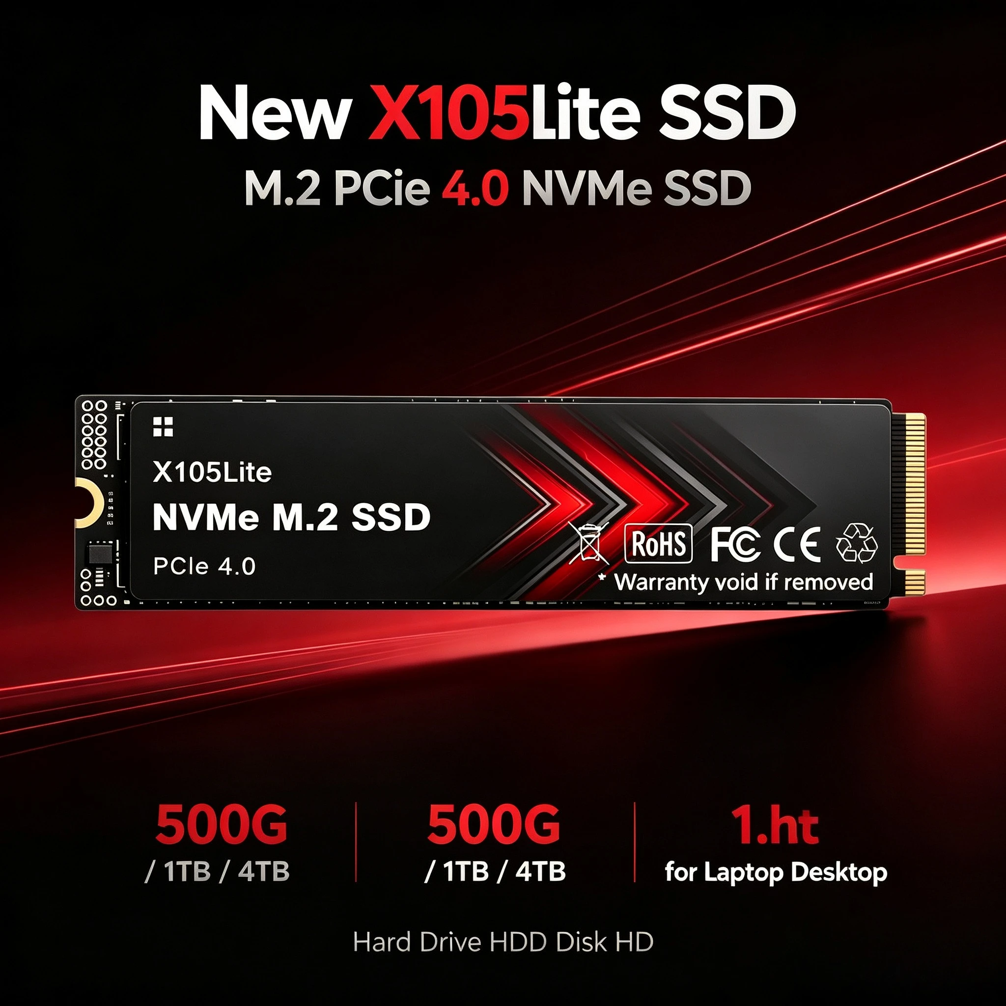 X105Lite 4TB SSD M.2 NVMe Internal Solid State Drive High Speed 7300MB/s PCIe 4.0 Gaming Drive Works for  Laptop PC Hard Disk