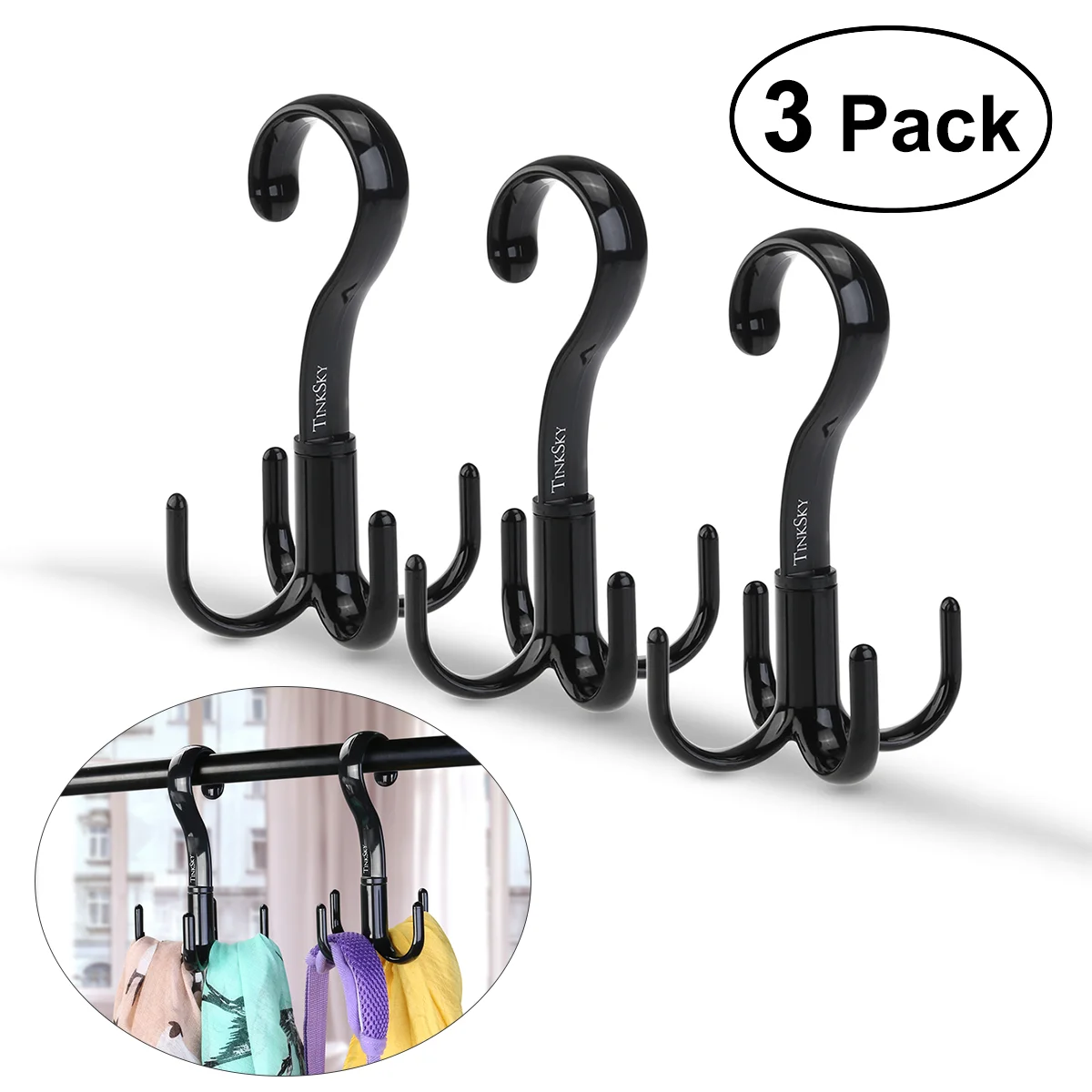 

Hanging Rod Hanger Rotating Four Claw Tie Rack Hook Organizer Coat Screw Riveting 360 Degree Necktie Belt Scarf