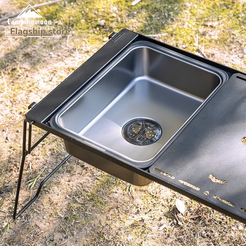CAMPINGMOON CK-26 IGT table sink stainless steel one unit outdoor food tableware washing equipment expansion cutlery box