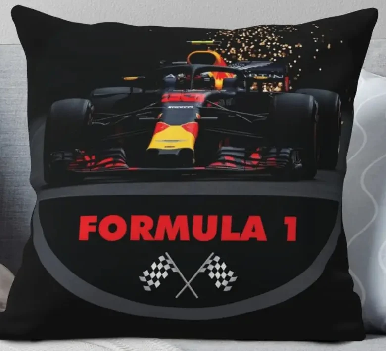 F1 Car Racing Square Pillowcase Polyester Pattern Zip Decorative Throw Pillow Case Sofa Cushion Cover