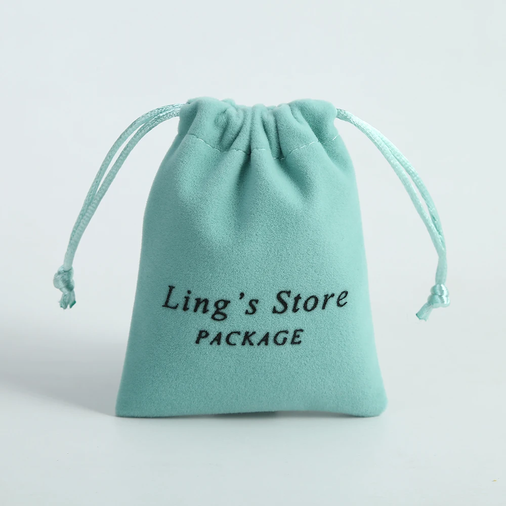 100 Custom Logo Name Green Velvet Drawstring Gift Bag Jewelry Packaging Pouches Wedding Party Candy Christmas Birthday Favors