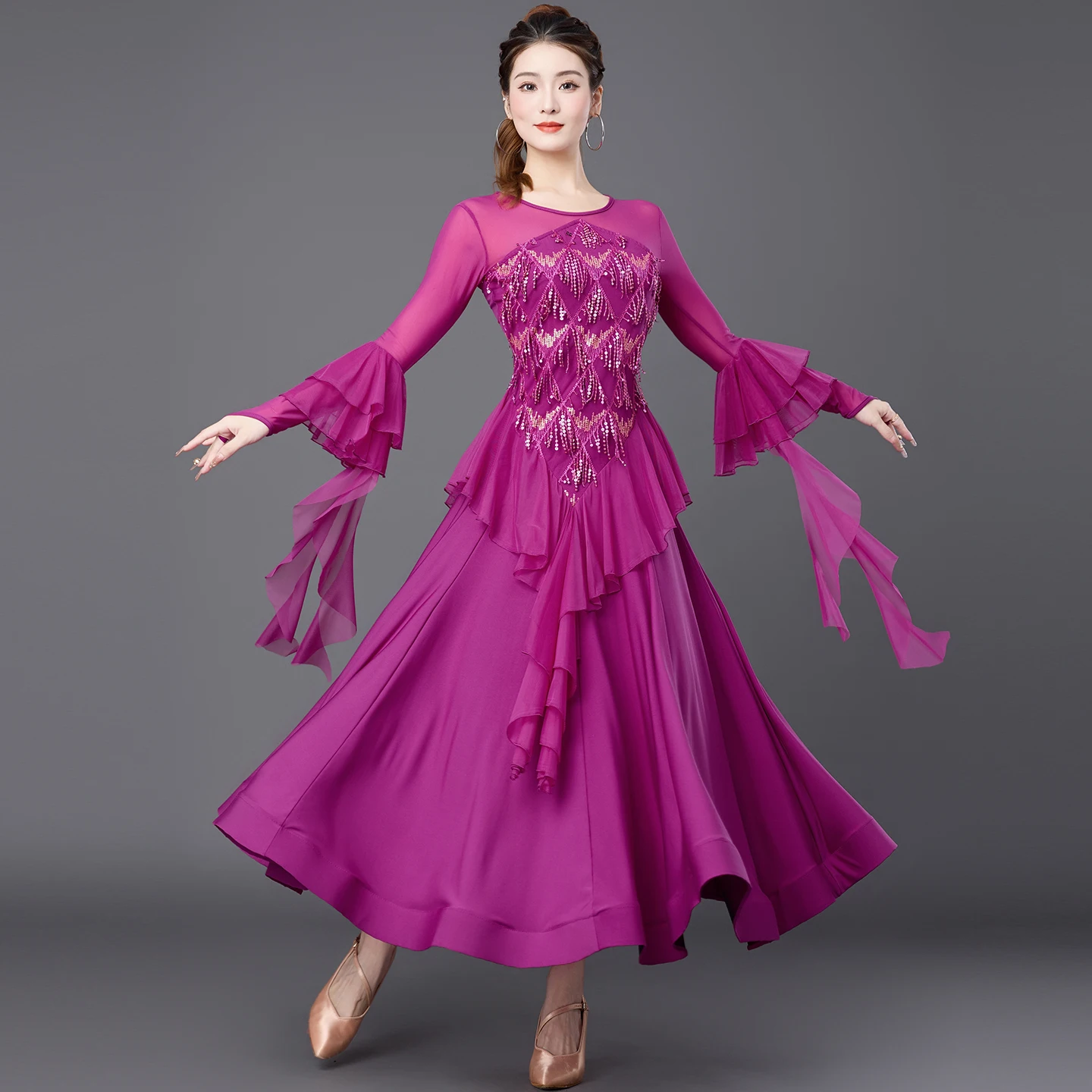 Modern Dance Dress 2025 New National Standard Waltz Friendship Dance Professional Competition Performance Dress LY7226