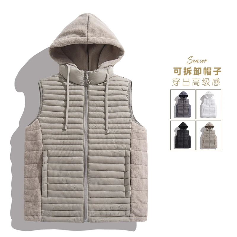

Winter Casual Waistcoat Windproof Warm High Quality Hooded Vest Jackets Men Solid Zipper Sleeveless Down Vests Hot Fashion Male