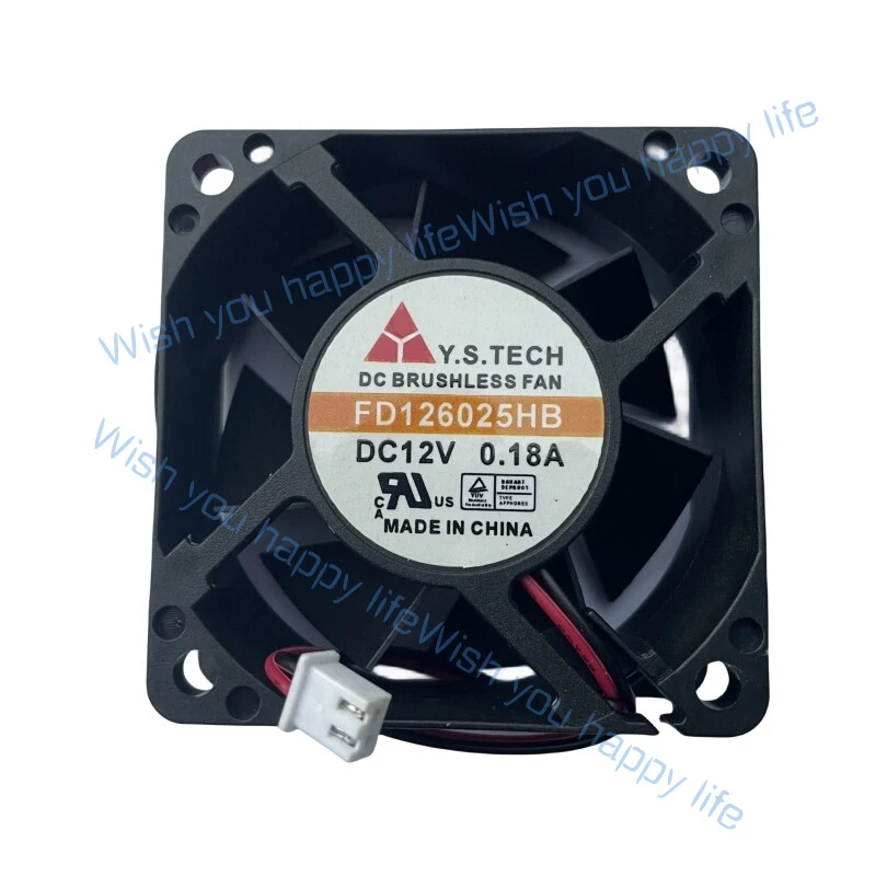 L... Genuine for FD126025HB 6025 DC 12V 0.18A 60*60*25MM 2-Pin Server Square Cooling Fan