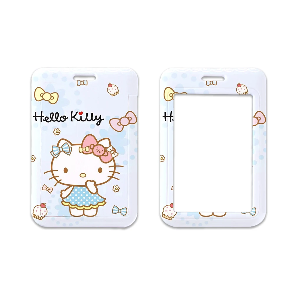 W Sanrio держатель Id карты Hello Kitty мультфильм шнурок скользящая дизайнерская карта искусственная модная детская Обложка для карт