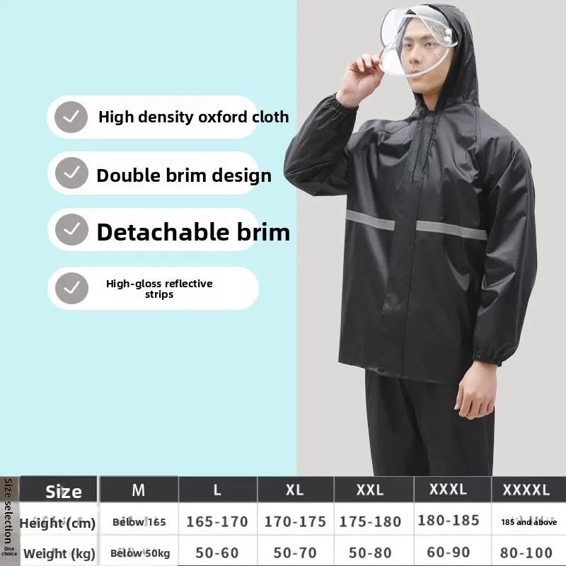 Raincoat and Rainpants Suit Full Body Rainstorm Prevention Electric Bicycle Motorcycle Takeaway Riding Reflective Split Raincoat
