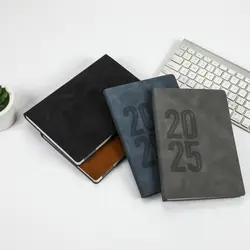 Yearly Schedule 365 Days Efficiency Notebook Portable Simple 2025 Planner Soft Leather Cover A5 Daily Plan Yearbook