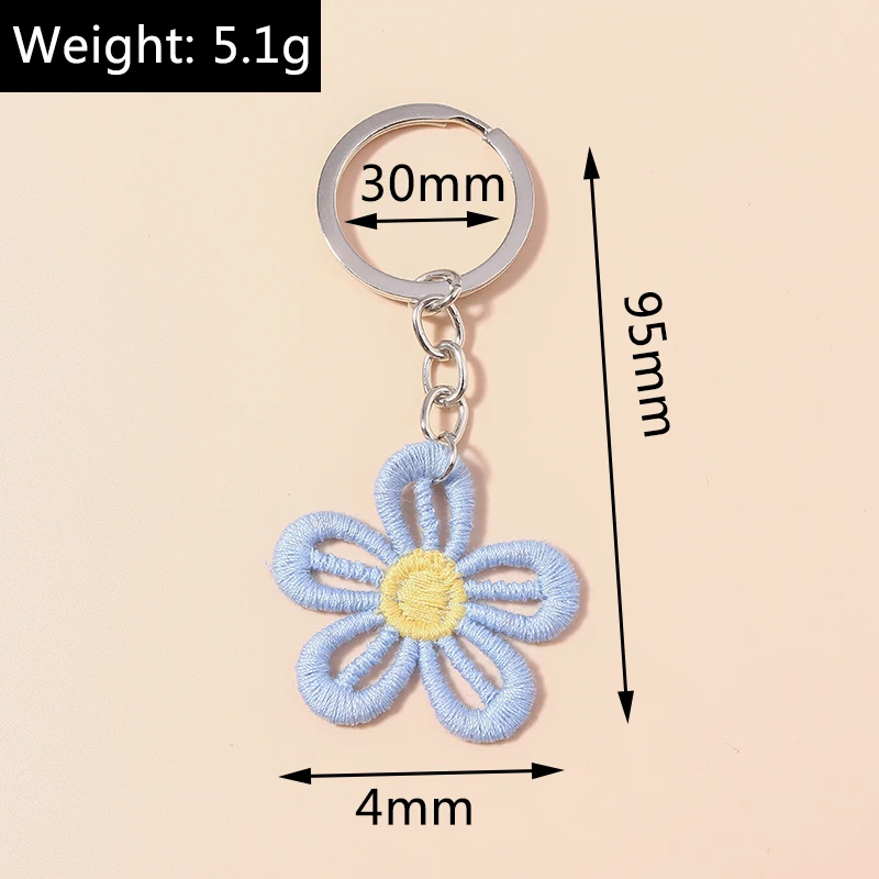 Handgefertigter gestrickter Schlüsselanhänger für Frauen und Mädchen, niedlicher gehäkelter Blumen-Schlüsselanhänger, Anhänger, Auto-Schlüsselanhänger, Handtaschenanhänger, Geschenke – Detail 7
