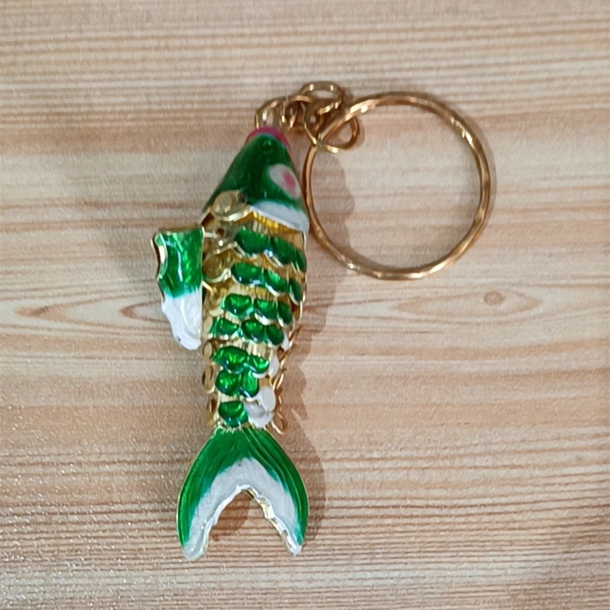 Cloisonne Cute Animal Large Koi Fish Keychains for Women Men Kids Girls Gift Lifelike Handcraft Swing Enamel Goldfish Pendants