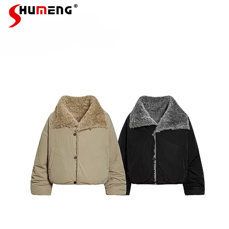 

Men's 2025 Winter New Thickened Double-Sided Wear Coats Solid Color Parkas Men Women Trendy Warm Long Sleeve Solid Color Parkas